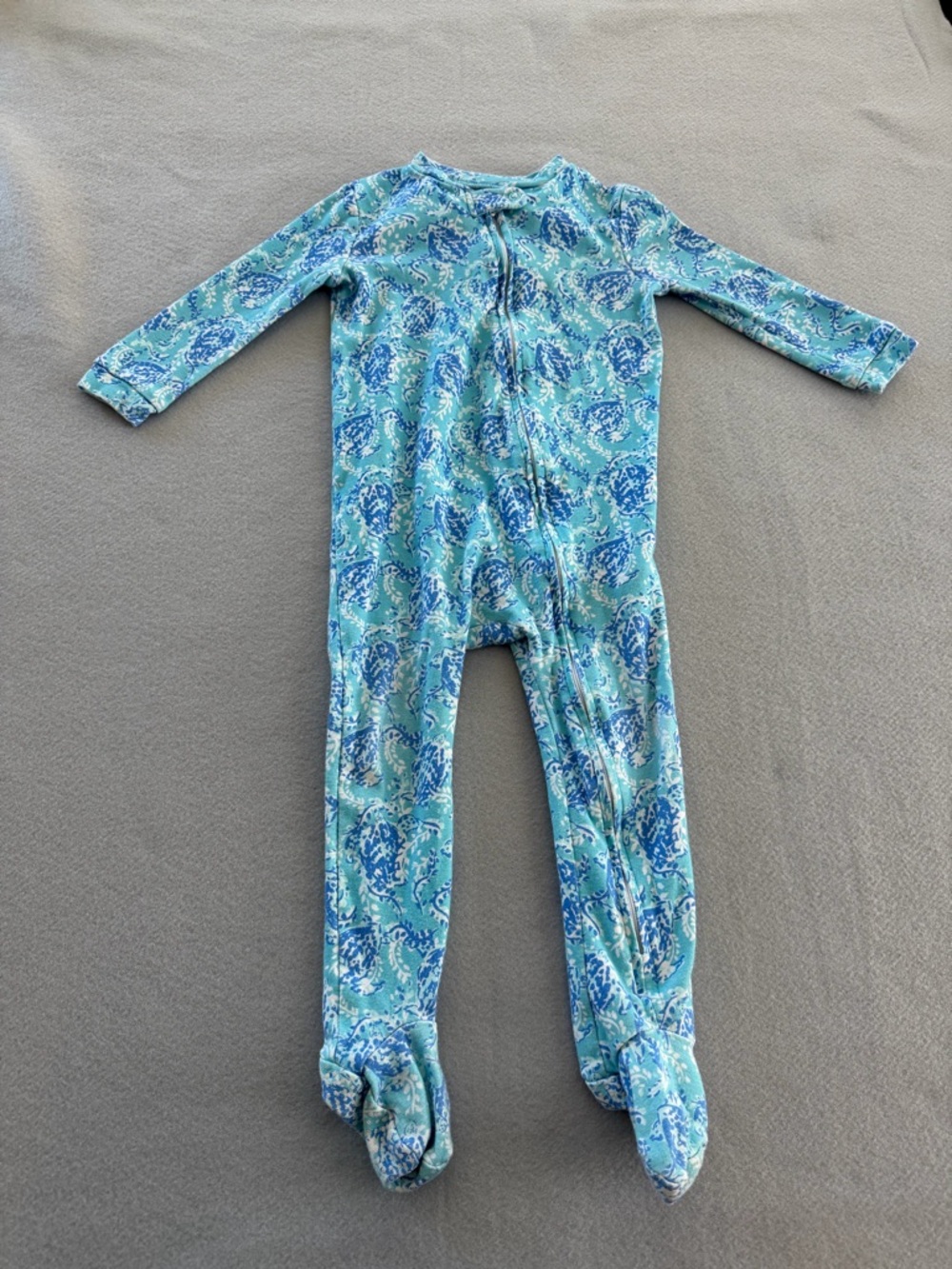 Lilly Pulitzer for Pottery Barn, Blue & Aqua Paisley Kids Footed Pajama, Onesie